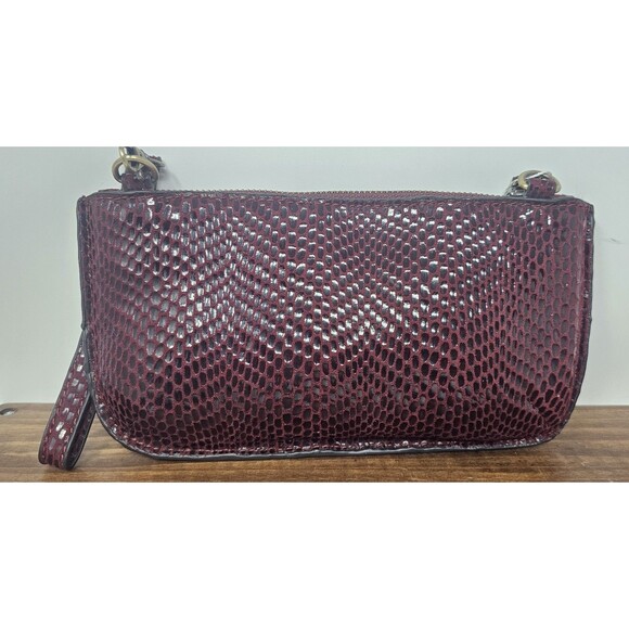 Joy Susan Mini Crossbody Burgundy Python Wristlet Wallet Clutch Vegan Leather - Picture 2 of 11